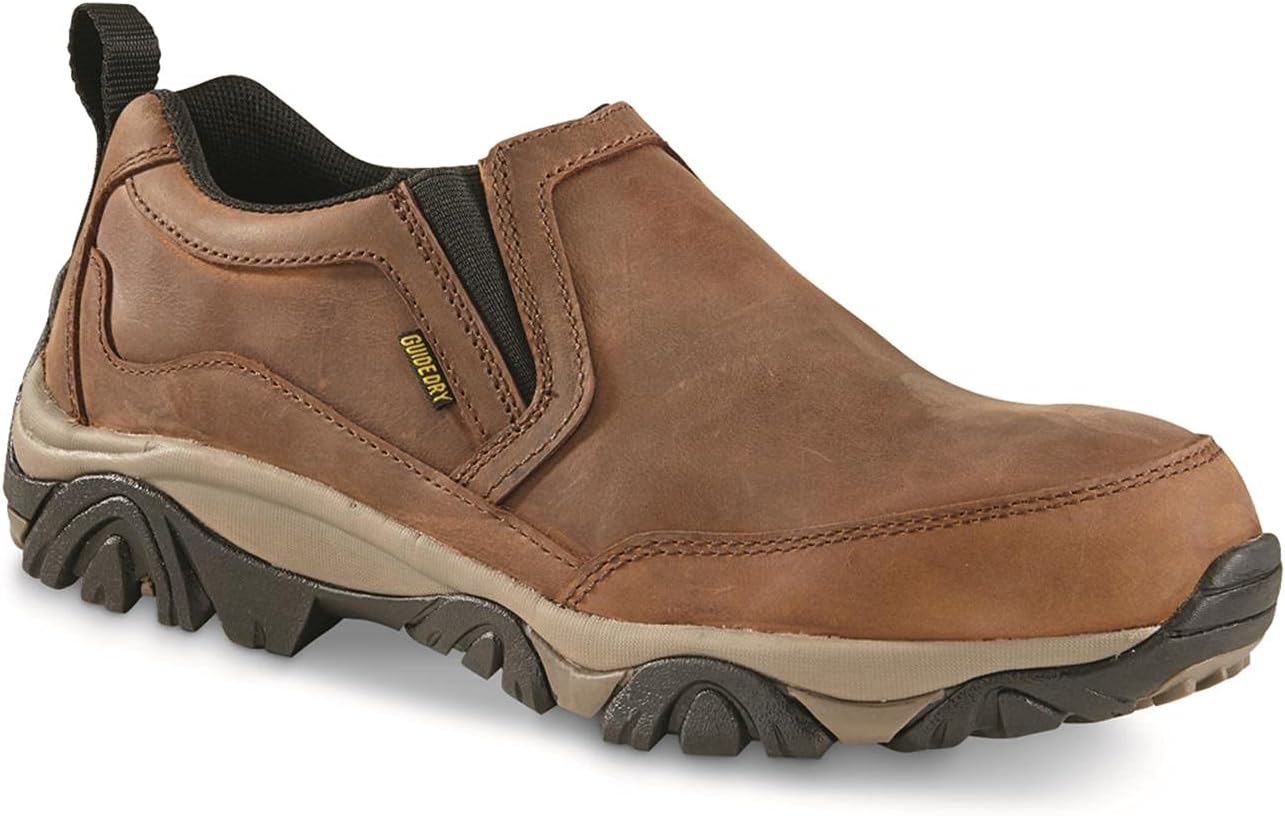 

Мужские кожаные водонепроницаемые слипоны Guide Gear Arrowhead II, нескользящие, дышащие, легкие, для походов, прогулок, активного отдыха, повседневной носки, работы и официальных случаев, коричневый