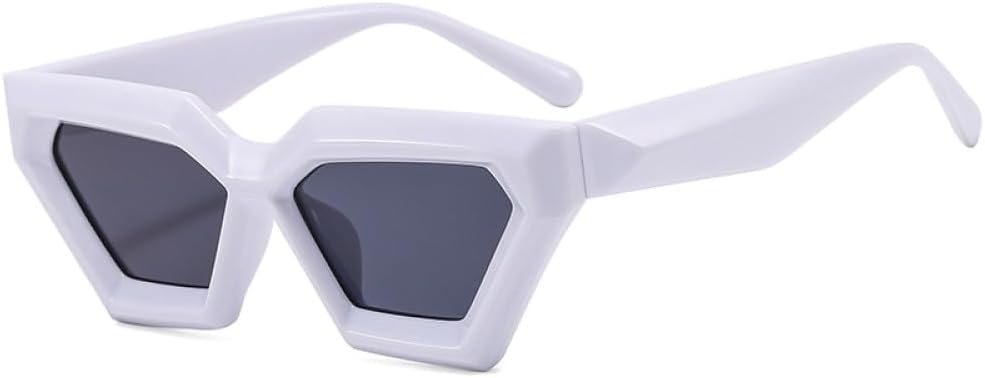 

Модные ретро-солнцезащитные очки в форме кошачьего глаза с многоугольными линзами, черные, для женщин, панк-очки, солнцезащитные очки UV400 для мужчин, очки-«кошачий глаз» MTZJH, White