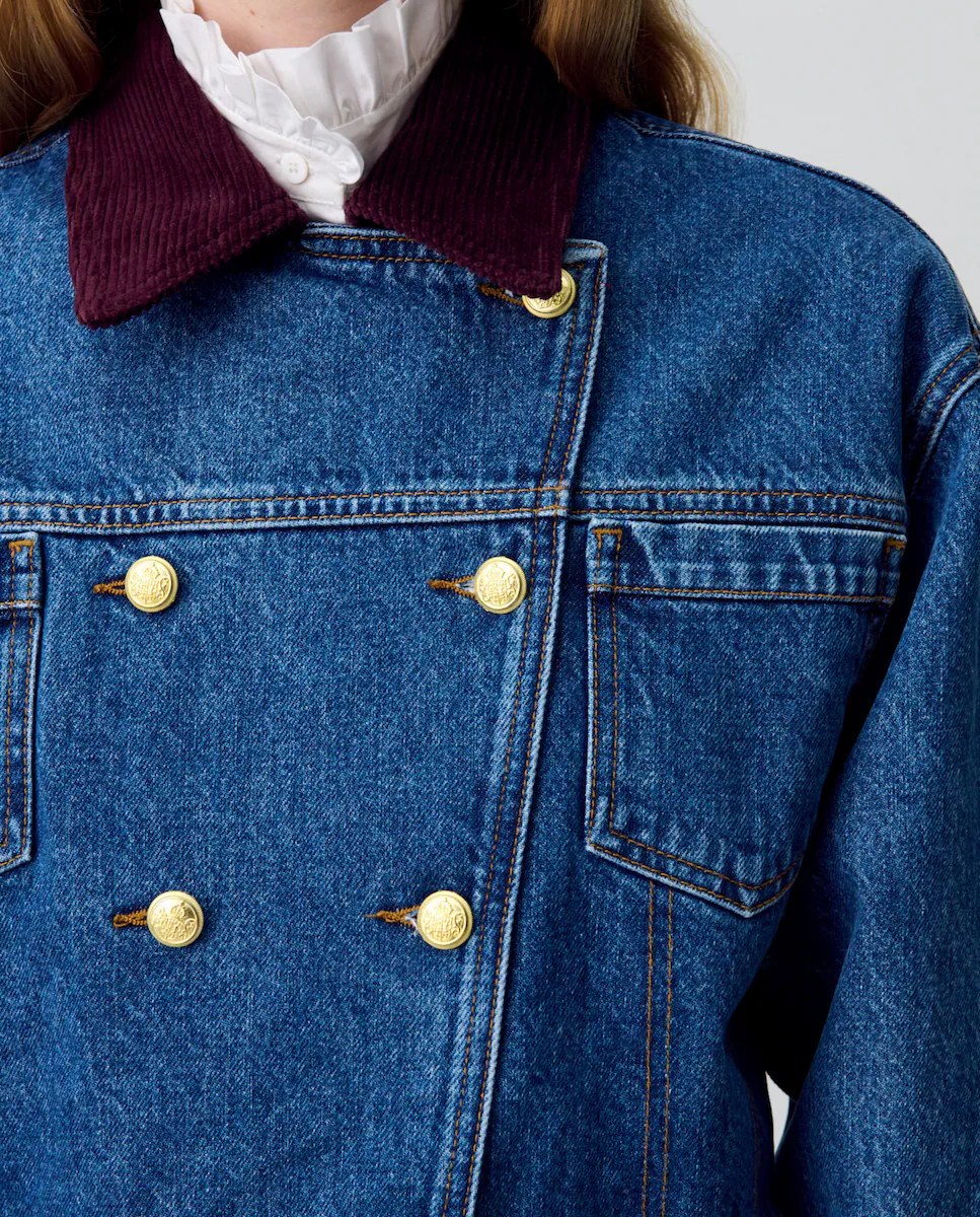 

Женская кожаная куртка в стиле ковбой Claudie Pierlot, синий