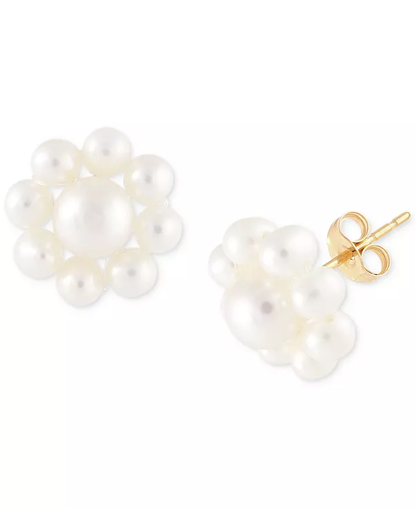 

Серьги-Гвоздики в форме цветка из культивированного пресноводного жемчуга (2-3/4 - 4-1/2 мм) из 14-каратного золота Macy'S, gold