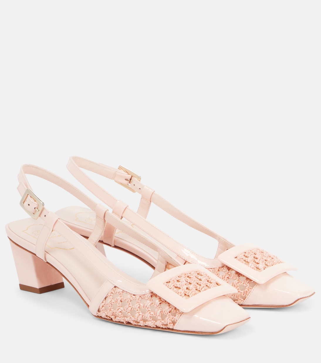 Балетки Belle Vivier 45 с крючком и ремешком на пятке Roger Vivier, Aurora Chiaro + Carne