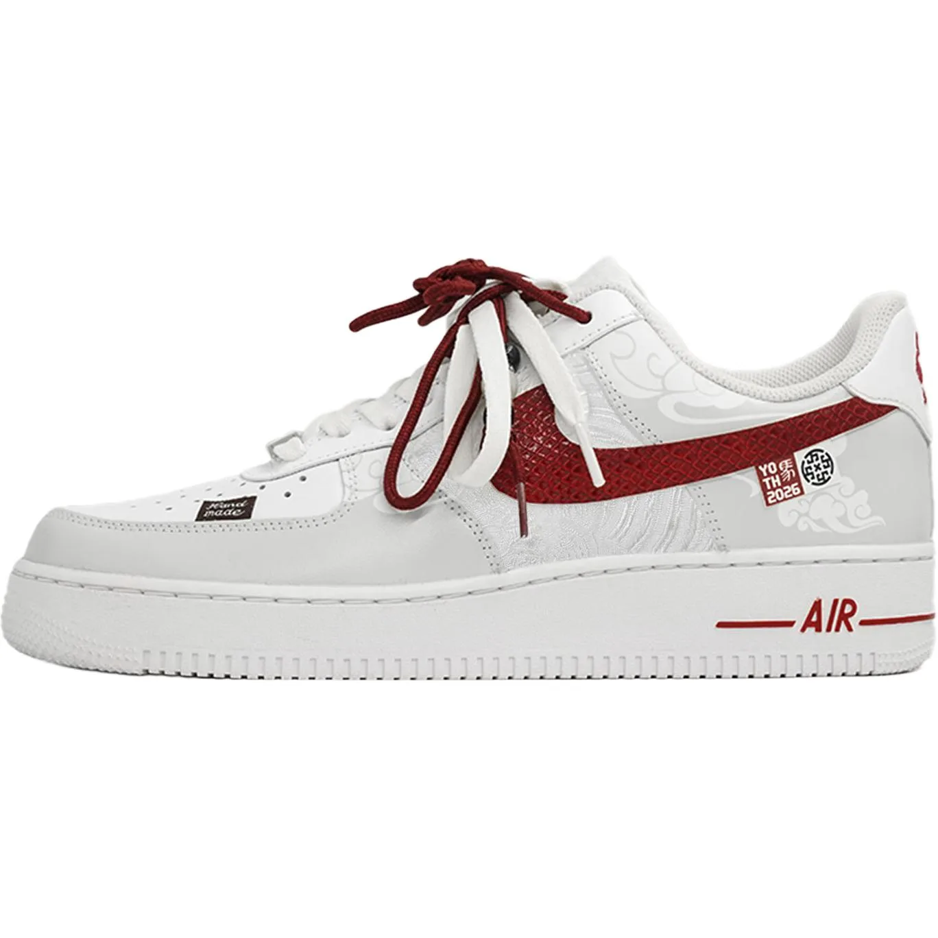 Air Force 1 Kaleidoscope, Wisteria, Shopping Bag из кожи, нескользящая, устойчивая к истиранию, с амортизацией Nike, белый красный — фото 3