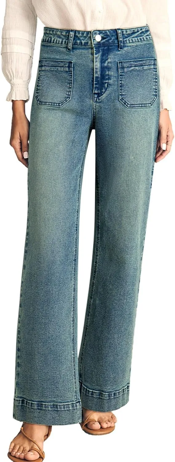 

Женские джинсы Astylish с широкими штанинами, завышенной талией и карманами