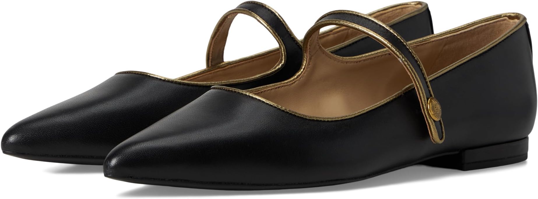 Балетки Lauren Ralph Lauren Londyn Metallic-Trim Leather Mary Jane, цвет Black/Antique Gold