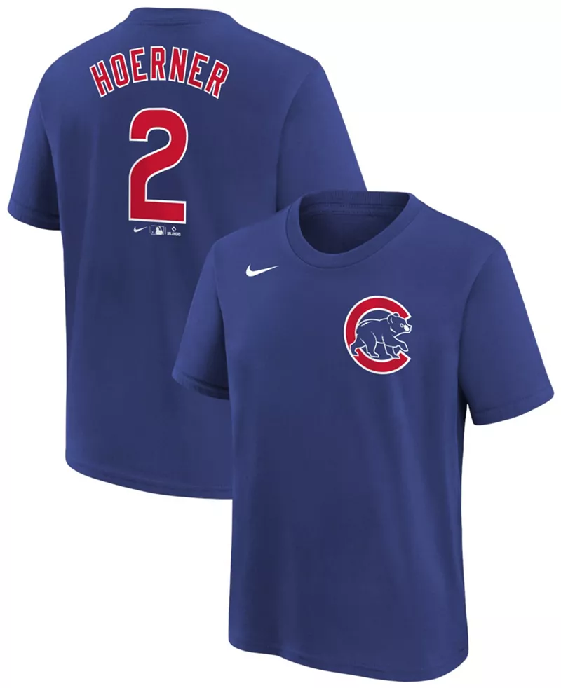 

Синяя домашняя футболка Nike Youth Chicago Cubs Nico Hoerner #2