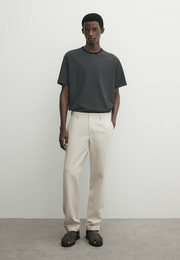 

Футболка с принтом Medium Weight Striped Massimo Dutti, темно-синяя