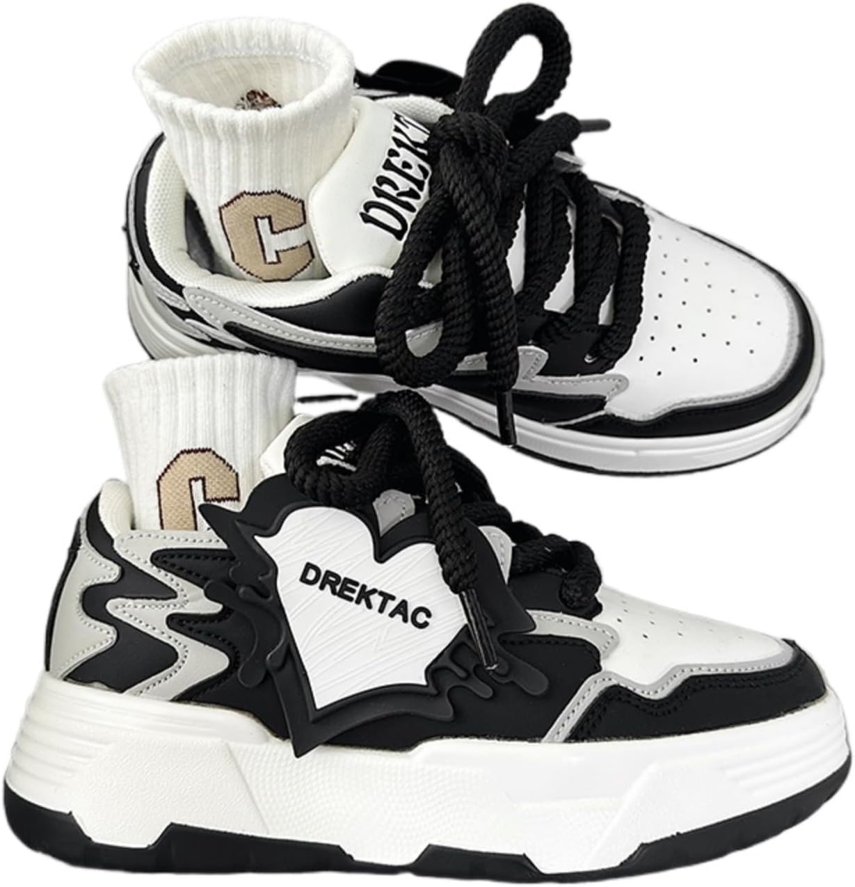 

Кроссовки ZQW для пар с массивной подошвой, унисекс, несочетающиеся, стиль Y2K, модная уличная обувь, шнуровка, повседневные спортивные кроссовки для женщин и мужчин, белый/черный