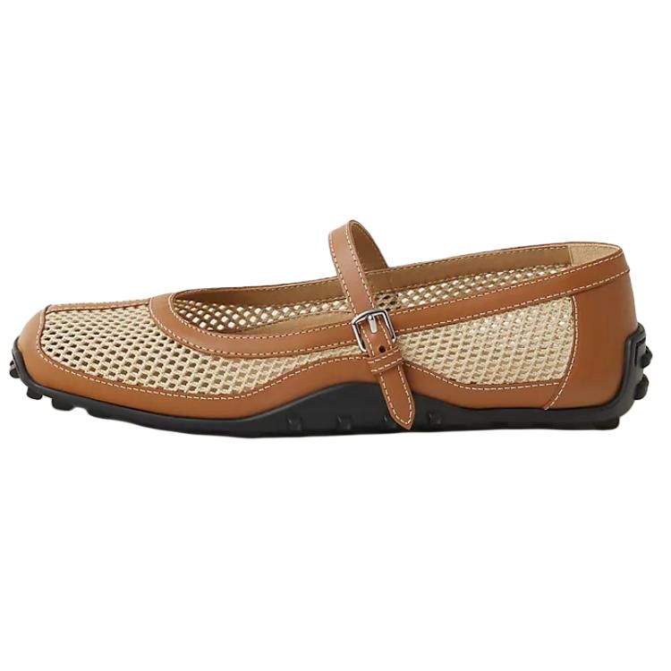 HERMES Женские повседневные туфли Kichu Flat, коричневые