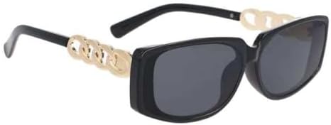 

Солнцезащитные очки в стиле ретро 2027 с квадратными линзами и цепочкой на дужках для женщин, модные солнцезащитные очки с защитой от УФ-излучения UV400, винтажные очки MTZJH, Black