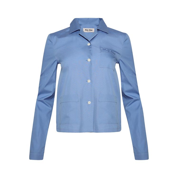 

Рубашка Miu Miu Long-Sleeve Poplin Shirt Sapphire Blue, синий