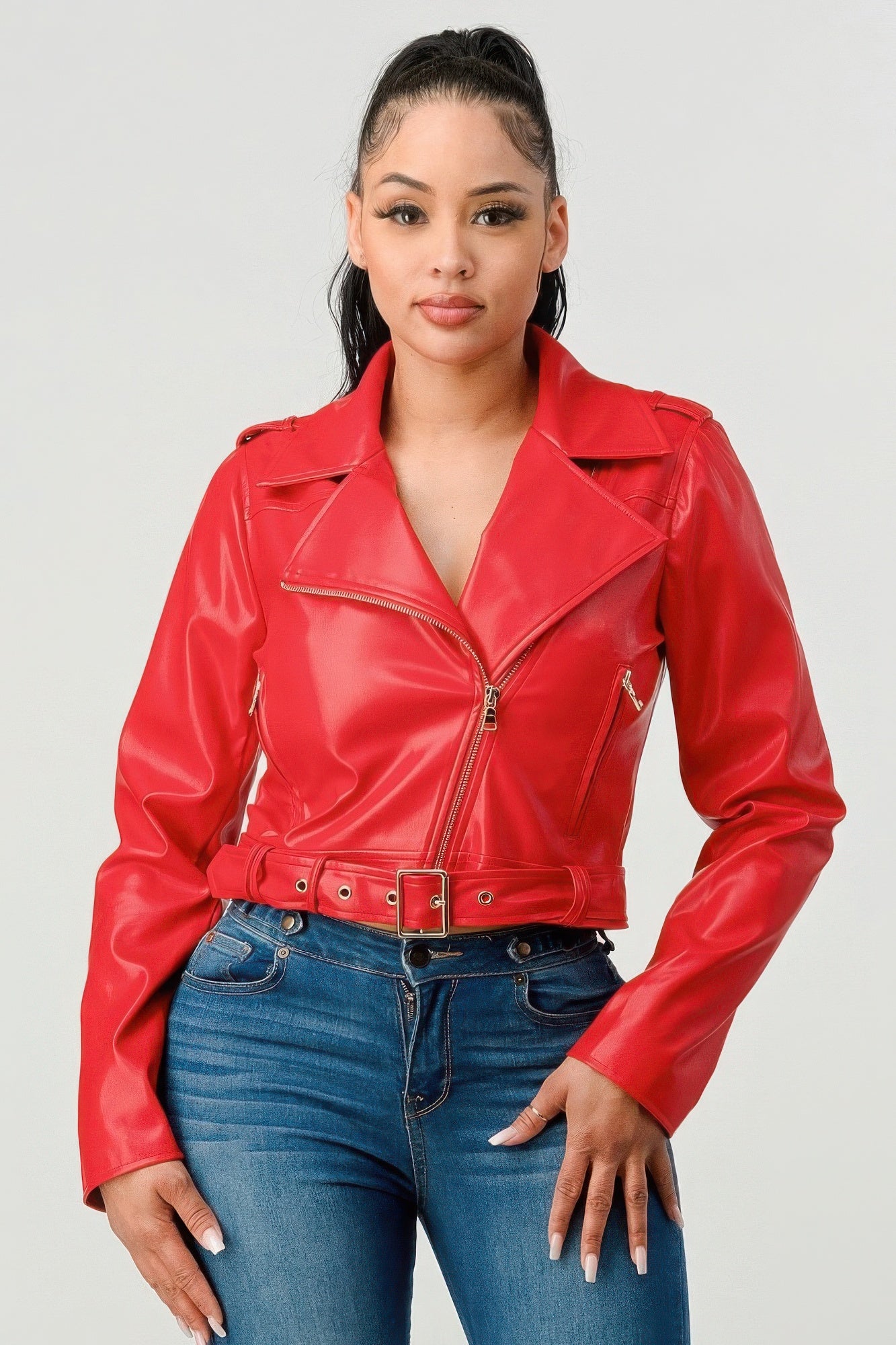 

Куртка из искусственной кожи FASHNZFAB, красный