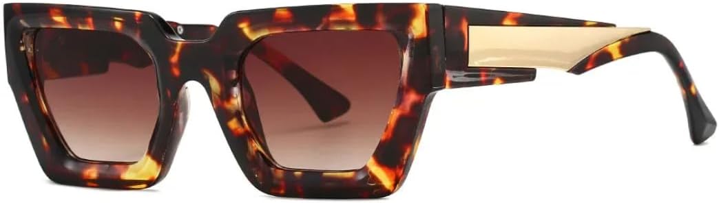 

Классические солнцезащитные очки в крупной оправе для женщин и мужчин, роскошные винтажные солнцезащитные очки, розовые в стиле панк, для активного отдыха VFDHN, Leopard Tea