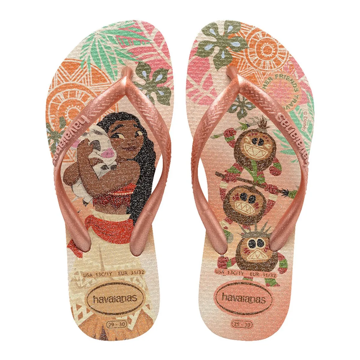 

Гав. Детские шлепанцы Kids Slim Princess Pink Clay 356 Havaianas, принт/розовый