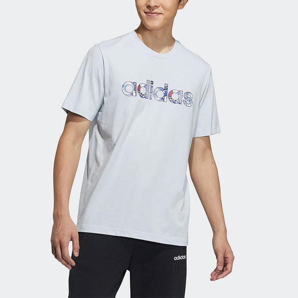 Футболка neo m ce grph tee 2 с принтом логотипа спортивная с коротким рукавом Adidas, синий — фото 2