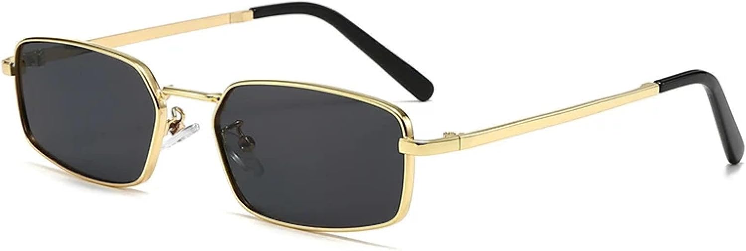 

Солнцезащитные очки с защитой от УФ-излучения UV400 для женщин и мужчин | Маленькая металлическая оправа, синие и розовые линзы | для занятий спортом на открытом воздухе DSVIGF, Golden Grey