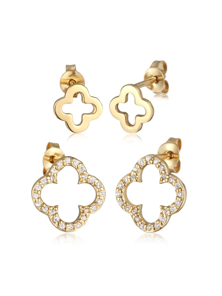 

Elli Серьги из серебра 925 пробы в форме клеверного листа с золотым покрытием