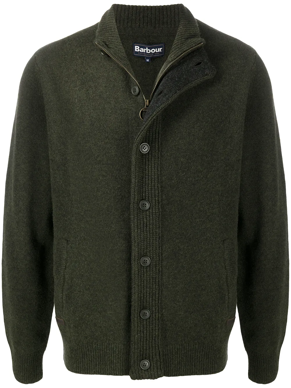 

Шерстяной кардиган с высоким воротником Barbour, зеленый