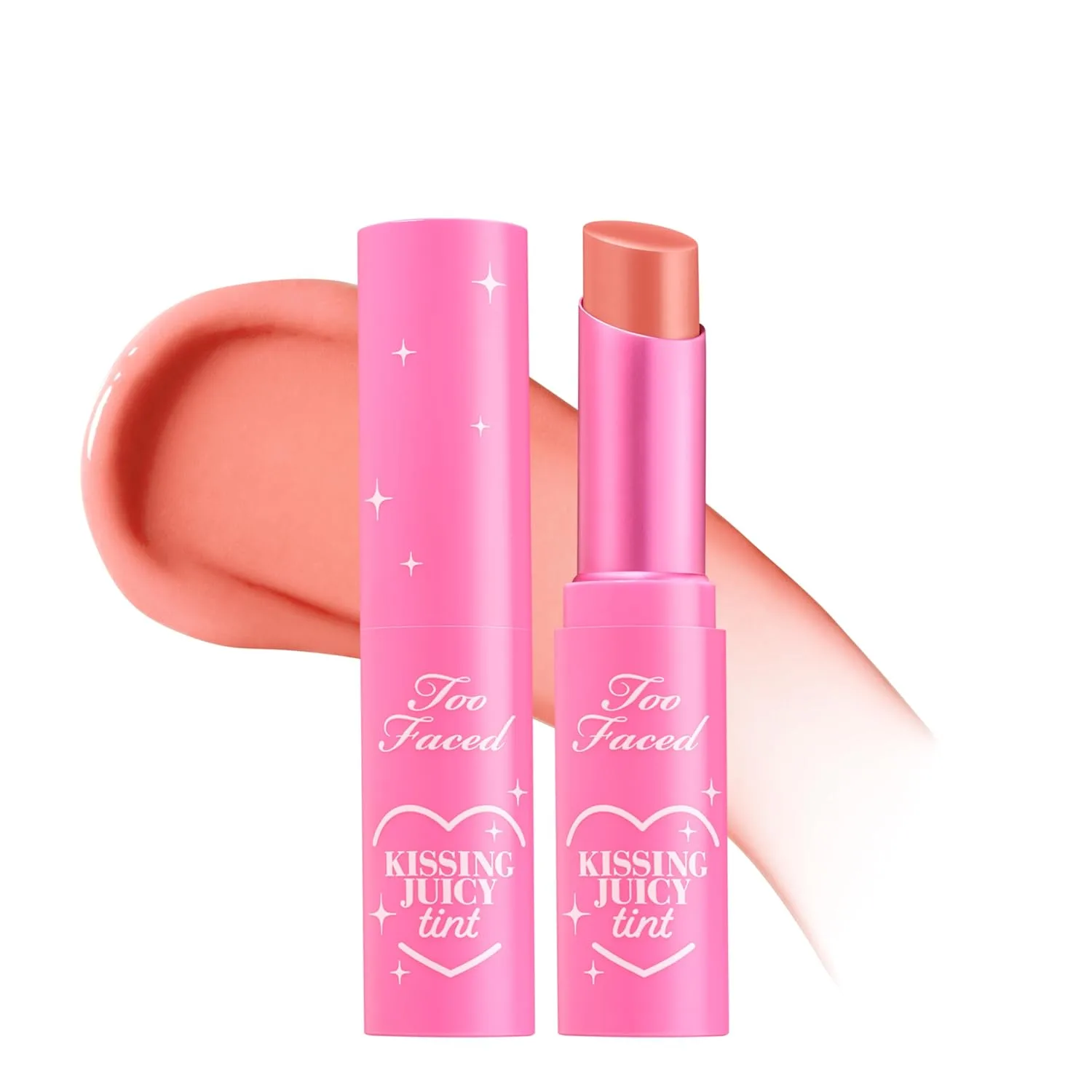Бальзам для губ Too Faced Kissing Juicy Tint | Увлажняющий, стойкий тинт для мгновенного придания цвета и блеска, с сочным ароматом, 0,10 унции, 04 Peach Ring (Peachy Nude)