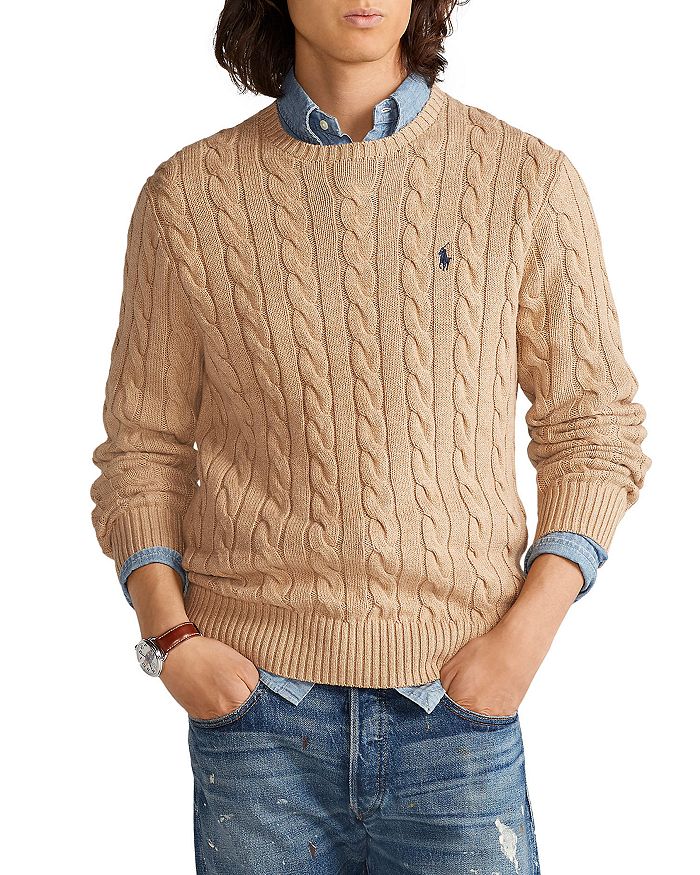 

Свитер из хлопка с косичной вязкой Polo Ralph Lauren, коричневый