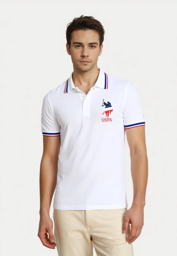 Футболка-Поло с коротким рукавом в трехцветном стиле U.S. Polo Assn., Weiss