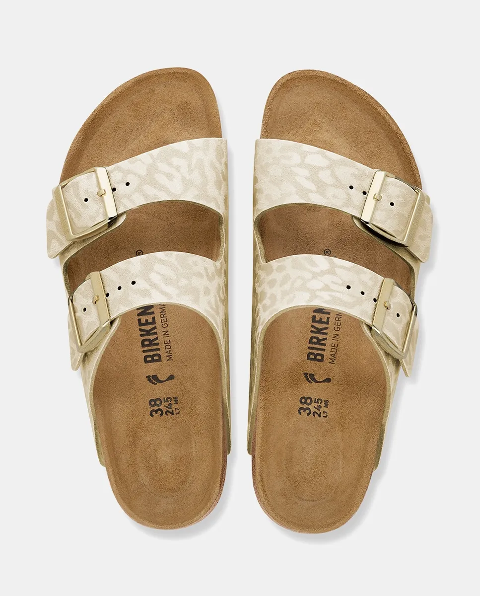 Женские сандалии из искусственной кожи с анималистическим принтом Birkenstock, бежевый — фото 3
