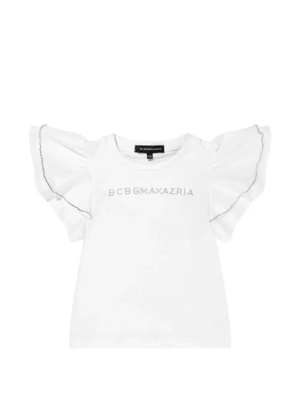 Футболка с оборками на рукавах, украшенная стразами Bcbg Kids, белый