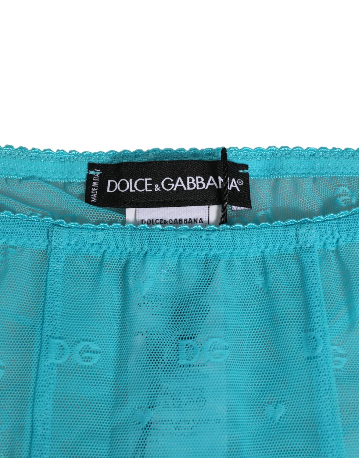 Нижнее белье миди с кружевом и светло-голубым логотипом Dolce & Gabbana, светло-голубой — фото 3