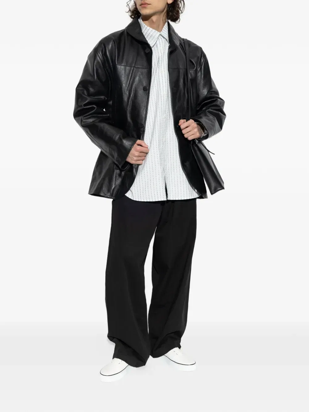 Кожаная куртка на пуговицах Gardian JACQUEMUS, черный — фото 2