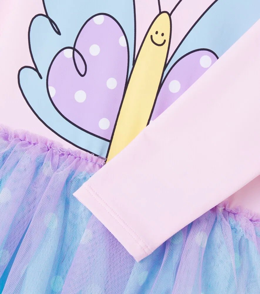 Платье с принтом и оборками Stella McCartney Kids, мультиколор — фото 2