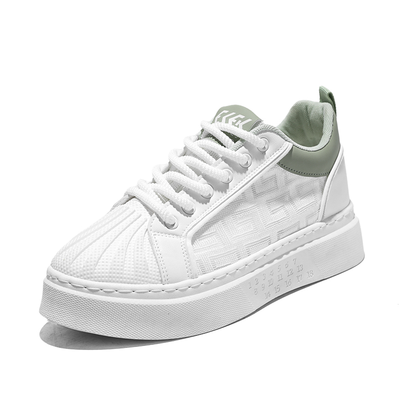 

Мужские повседневные туфли с низким верхом, амортизирующие, противоскользящие, износостойкие, поддерживающие, увеличивающие рост Boogie Bear, White Green