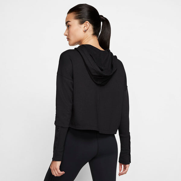 Толстовка (WMNS) Nike Yoga Luxe Crop Training Hoodie 'Black', черный — фото 3