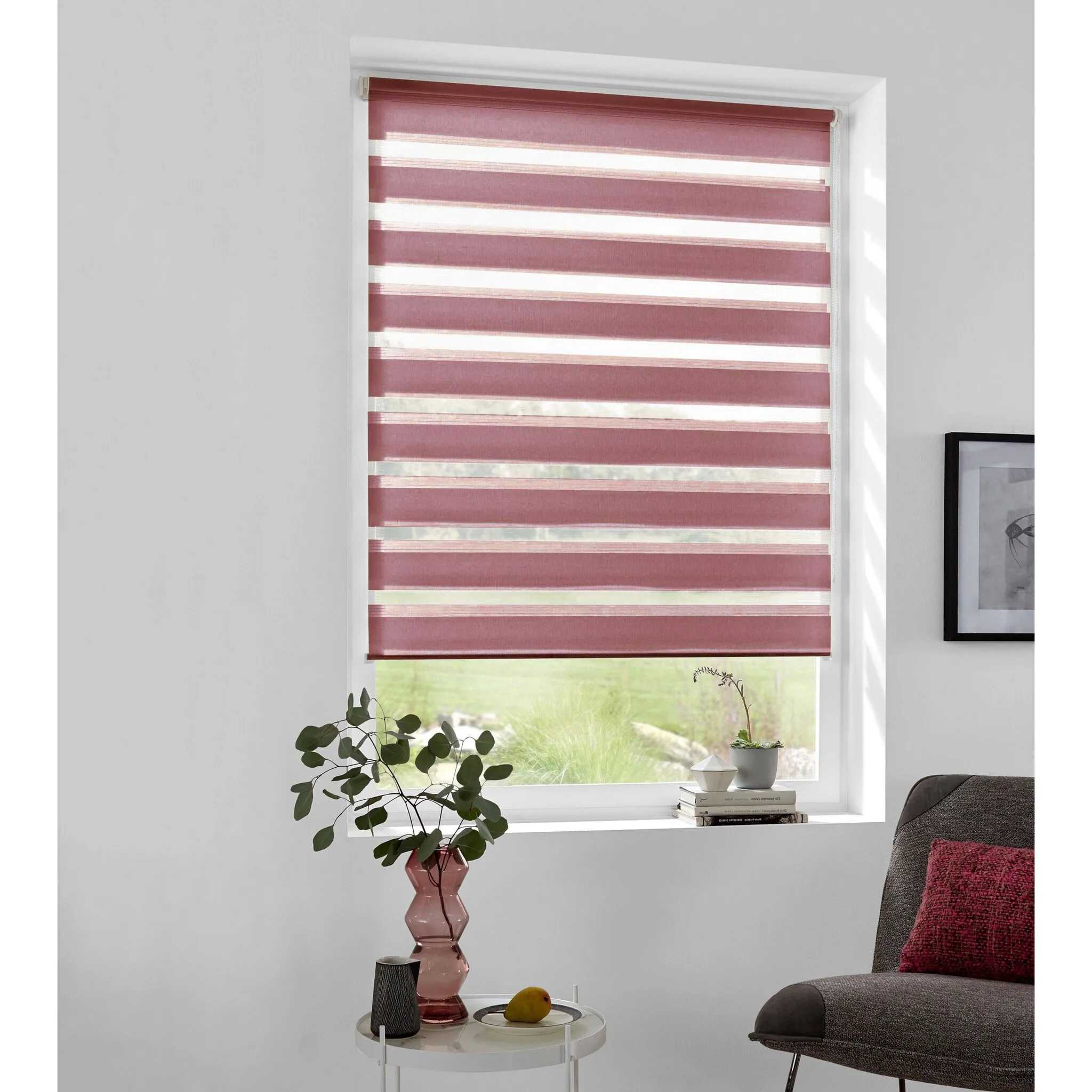 

Двойная рулонная штора мой дом «МАРАНО», светозащита, без сверления, свободно висящая, фиксированного размера, рулонная штора с зажимной опорой My Home, цвет mauve