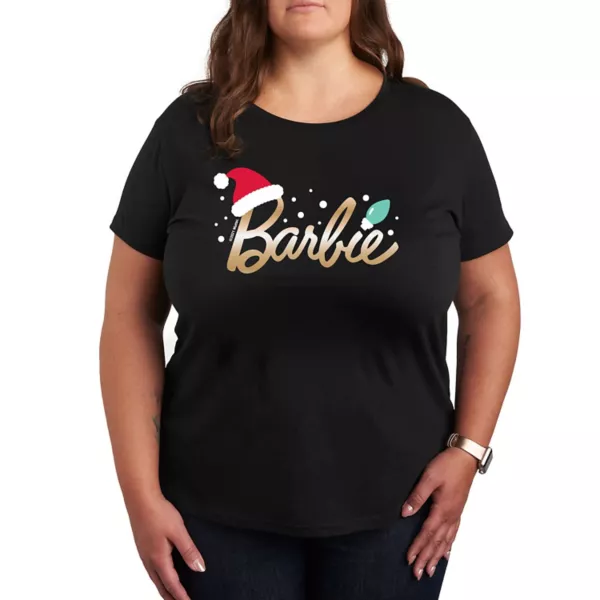 

Футболка с принтом Plus logo и шапкой Санты Barbie, черный