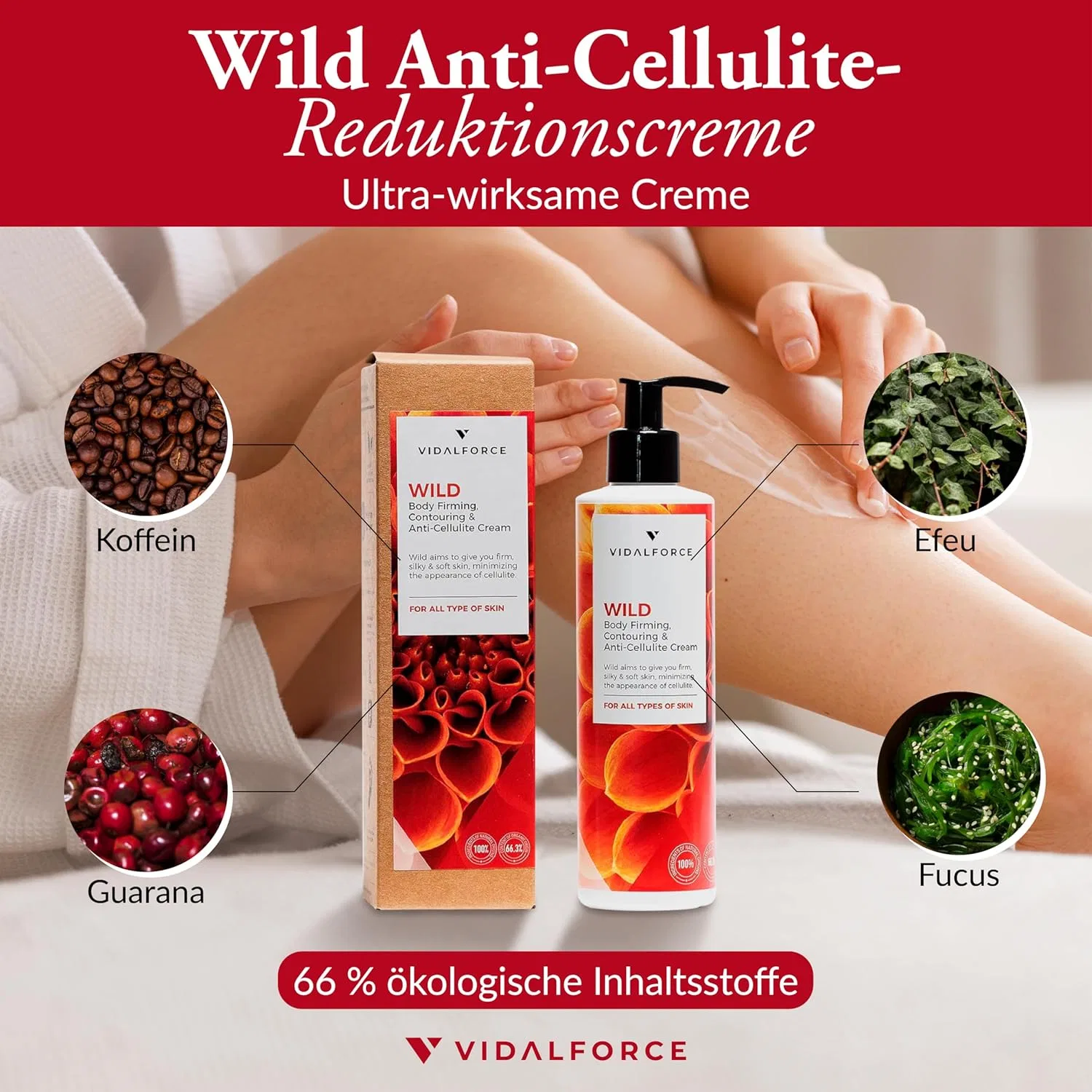 Антицеллюлитный крем для тела с кофеином и гуараной от Wild Potenter Vidalforce — фото 2
