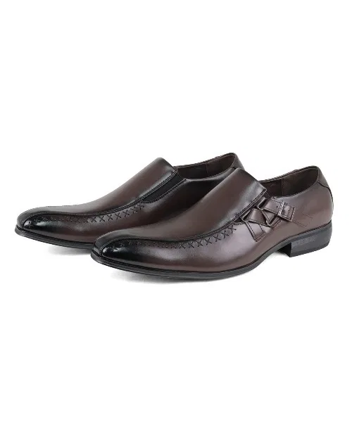 Мужские туфли-слипоны AAA+ из искусственной кожи коричневые