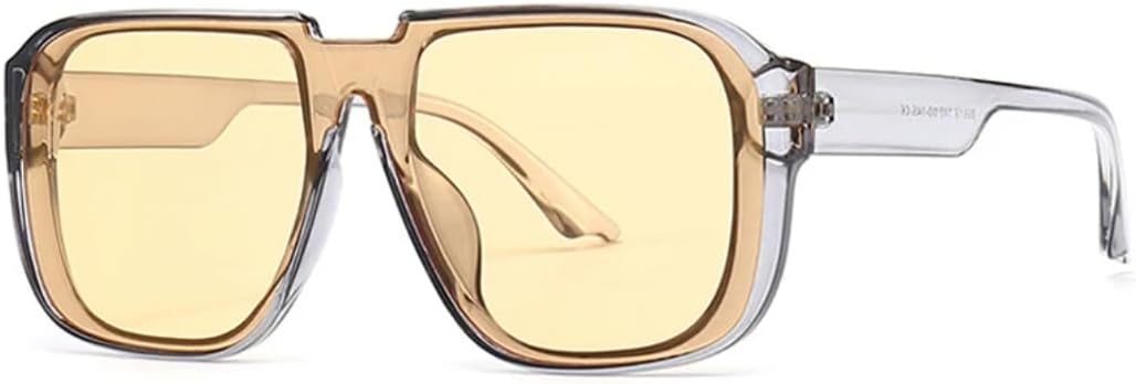 

Мужские солнцезащитные очки в стиле ретро, ​​цельные, с защитой от УФ-излучения UV400 и плоской верхней частью, модные мужские солнцезащитные очки VRTRFFTR, Gray Yellow