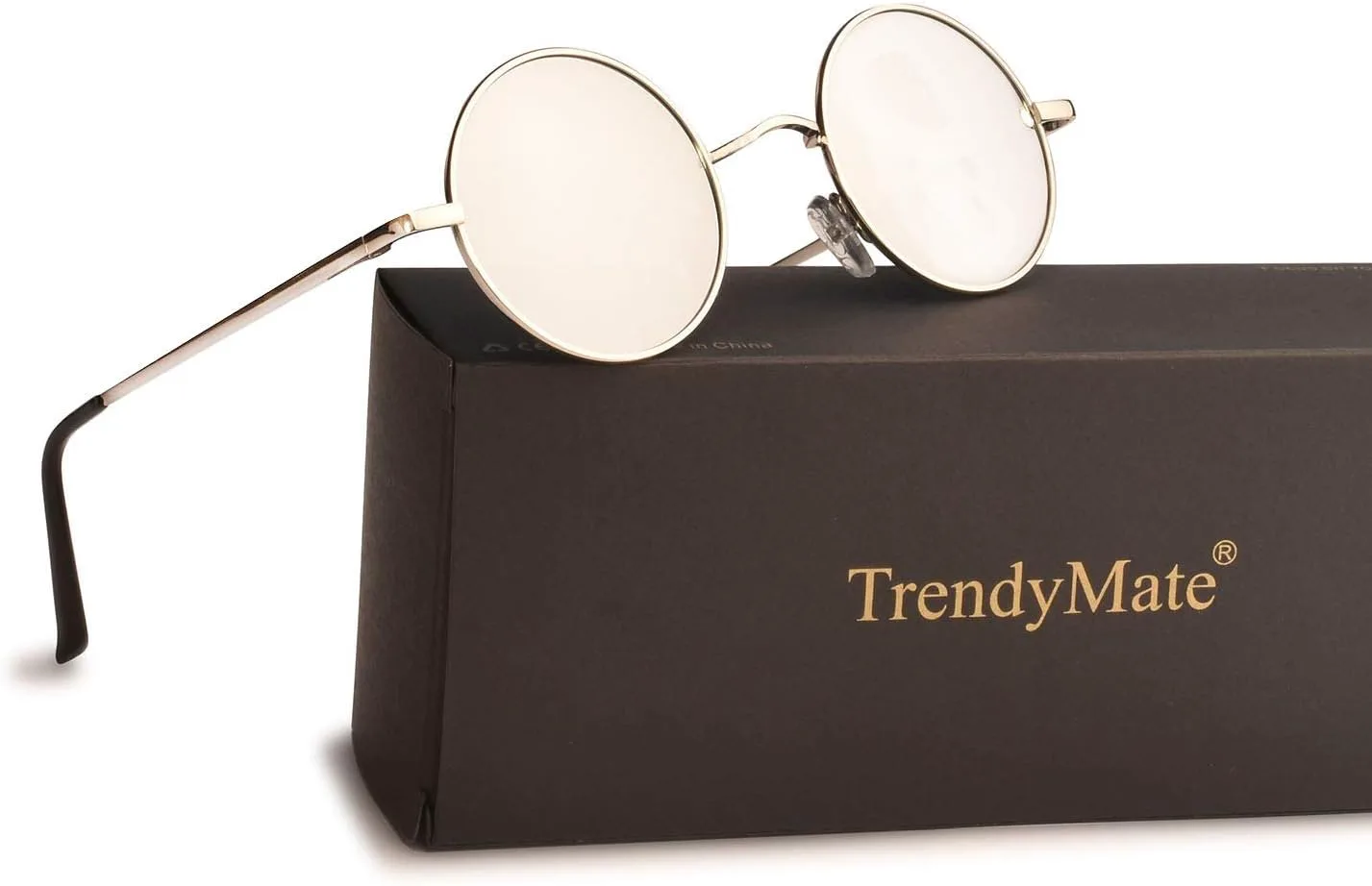 

Ретро круглые поляризованные солнцезащитные очки в стиле хиппи, маленькие круглые солнцезащитные очки в стиле стимпанк TrendyMate, Silver Frame/Silver Lens