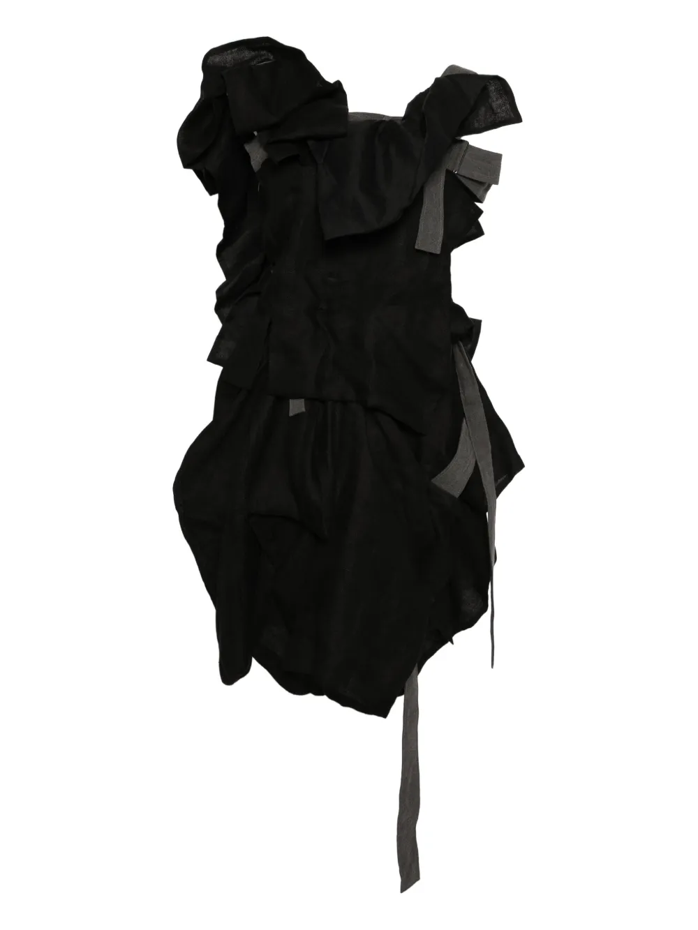 

Льняное платье с драпировкой Yohji Yamamoto, черный