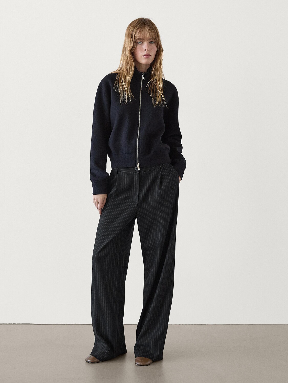 

Куртка на молнии из хлопковой смеси Massimo Dutti, синий