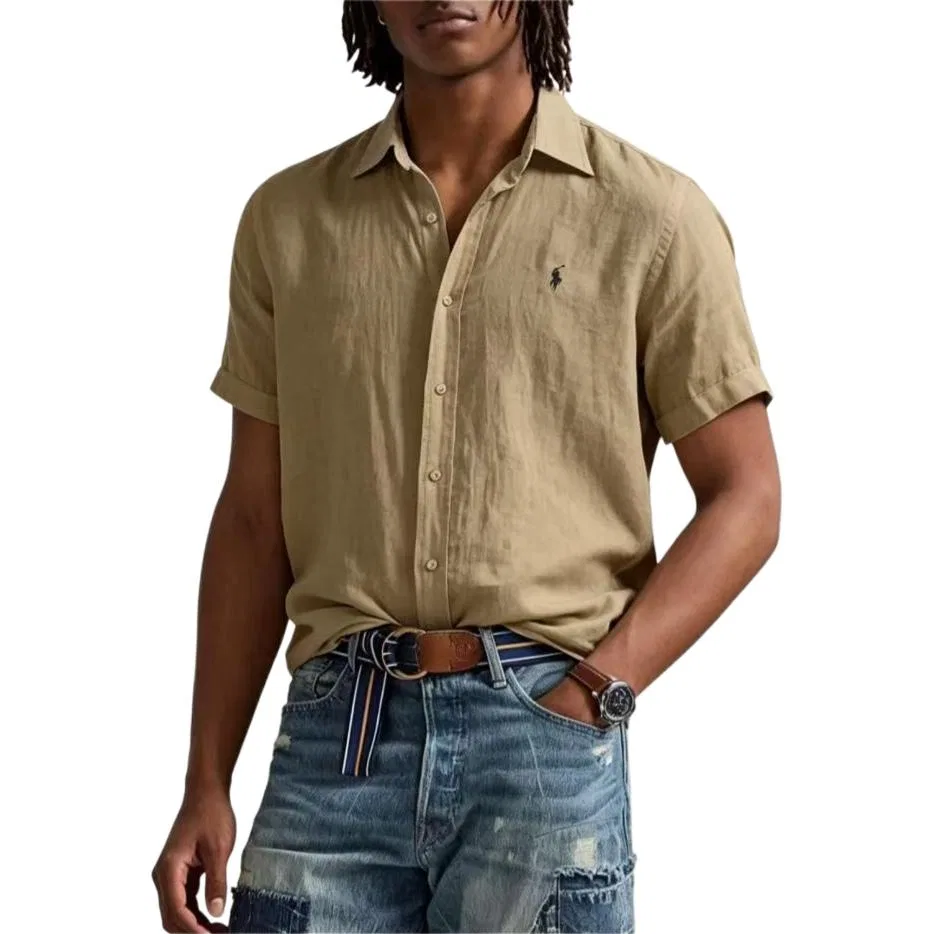 Рубашка мужская хаки воротник Polo Ralph Lauren