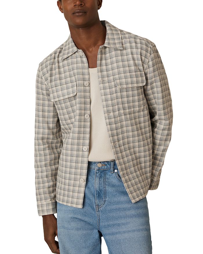 

Рубашка Regular Fit в клетку с фактурной тканью REISS, серый