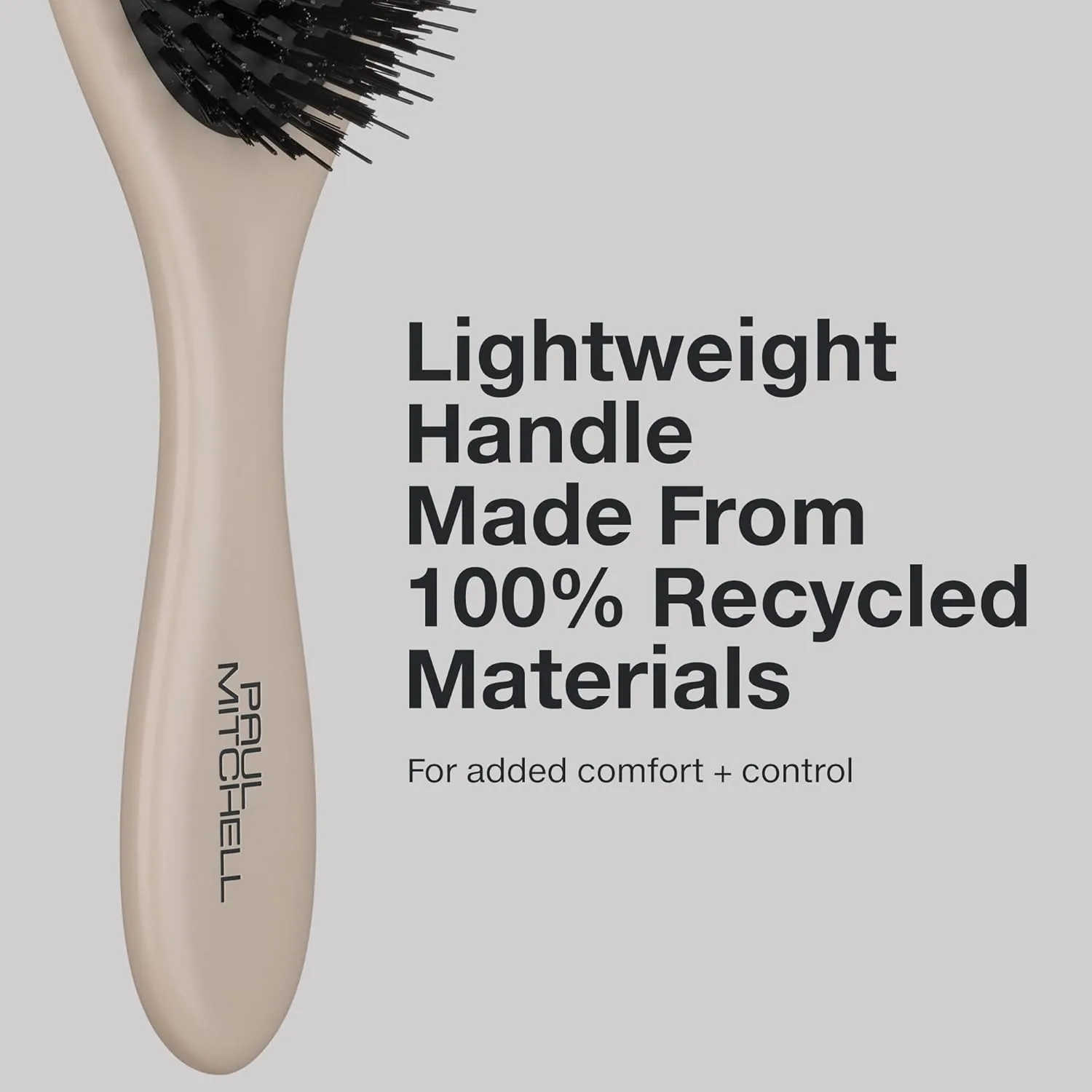 Paul Mitchell Dressing Hair Brush, веганская щетина для контроля пушистости и сияния, для всех типов волос, цвет taupe, из 100% переработанного пластика, Taupe — фото 4