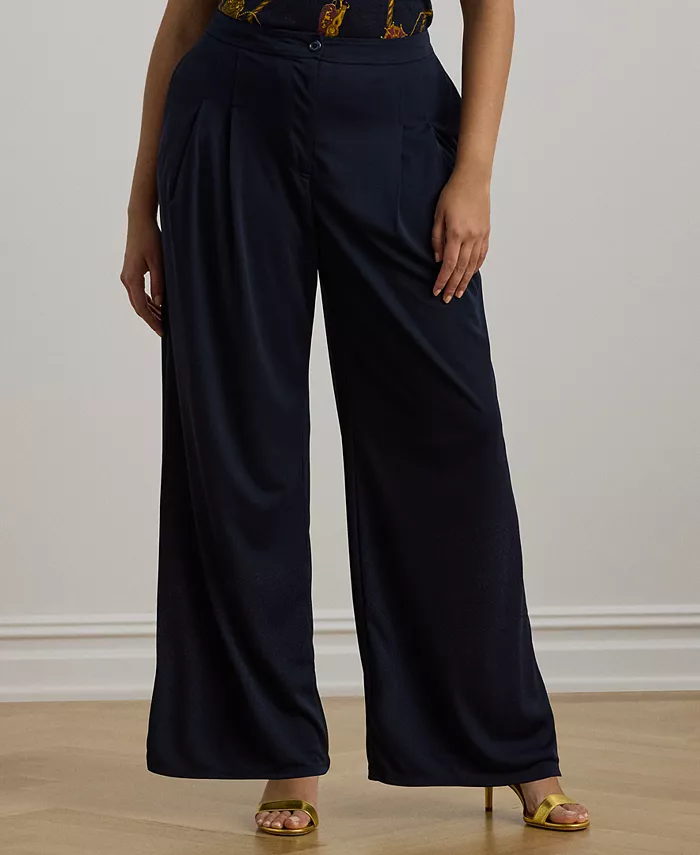 

Широкие брюки из эластичного джерси больших размеров Lauren Ralph Lauren, синий