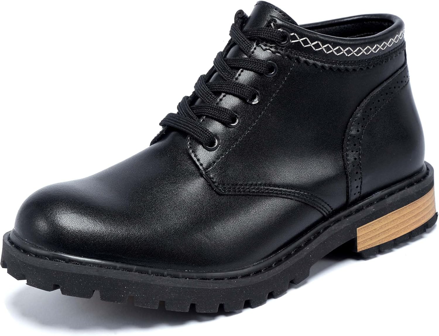 

Мужские премиальные повседневные кожаные ботинки, противоскользящие ботинки для мужчин, модные ботинки на шнуровке для прогулок, отпуска, вождения, кемпинга и повседневной носки Vtiao, черный