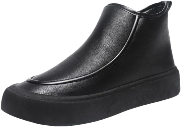 

Мужские кожаные ботинки Fusecottc однотонного цвета с круглым носком, на все сезоны, с мягкой подошвой, делового стиля, теплые - противоскользящие - с амортизацией, черный