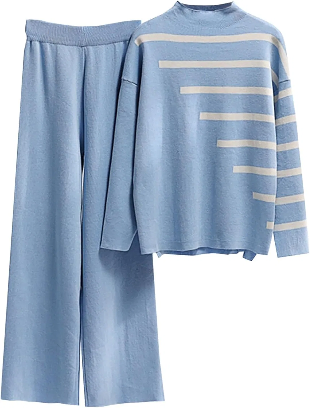 Спортивный костюм ribbed knit, Generic, 2 предмета, A02_blue — фото 3