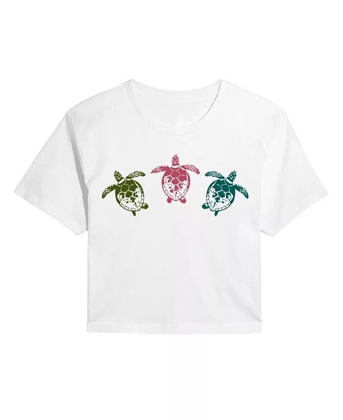 

Укороченная футболка с черепахами Hybrid Apparel Trendy Juniors Good Vibes Llc, белый
