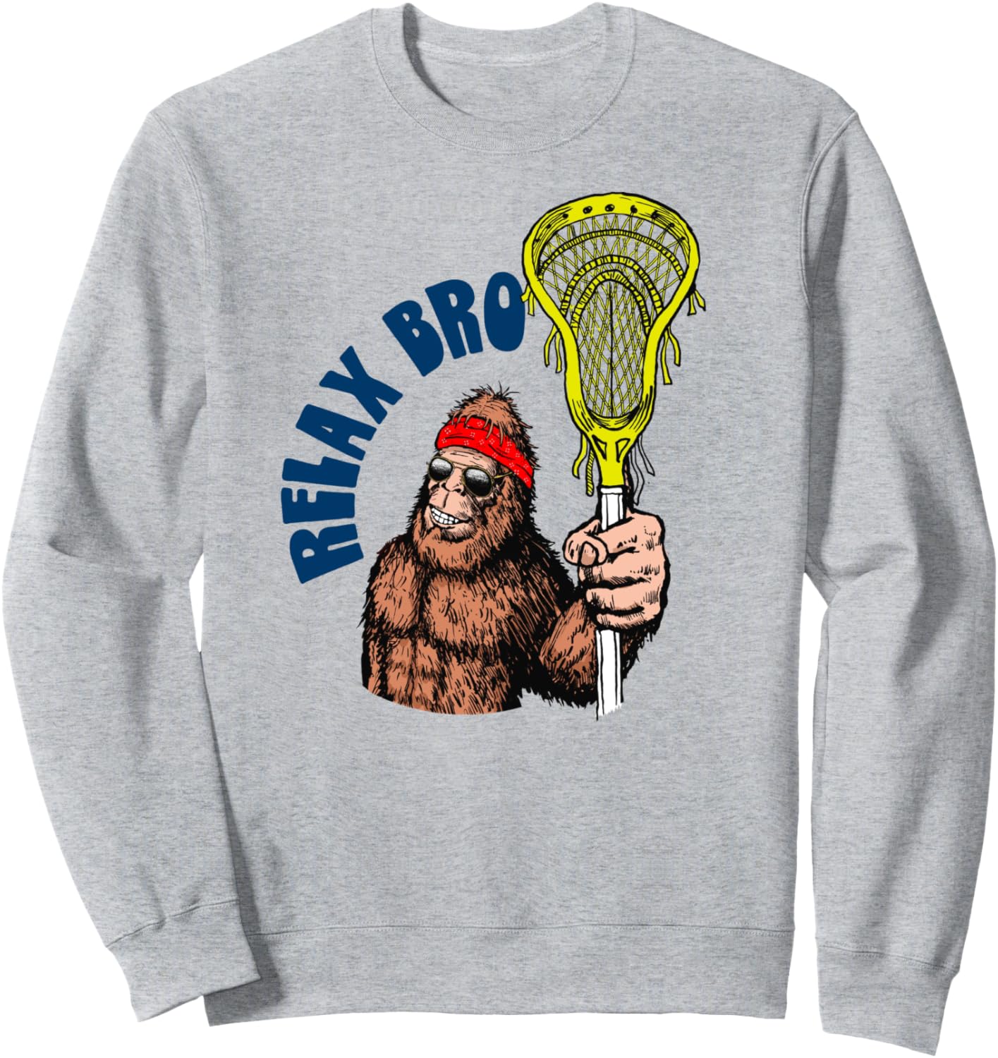 

Расслабься, братан! Забавная толстовка с изображением Сасквоча, Бигфута и Лакросса в стиле 80-х Giant Step Lacrosse Gear, серый