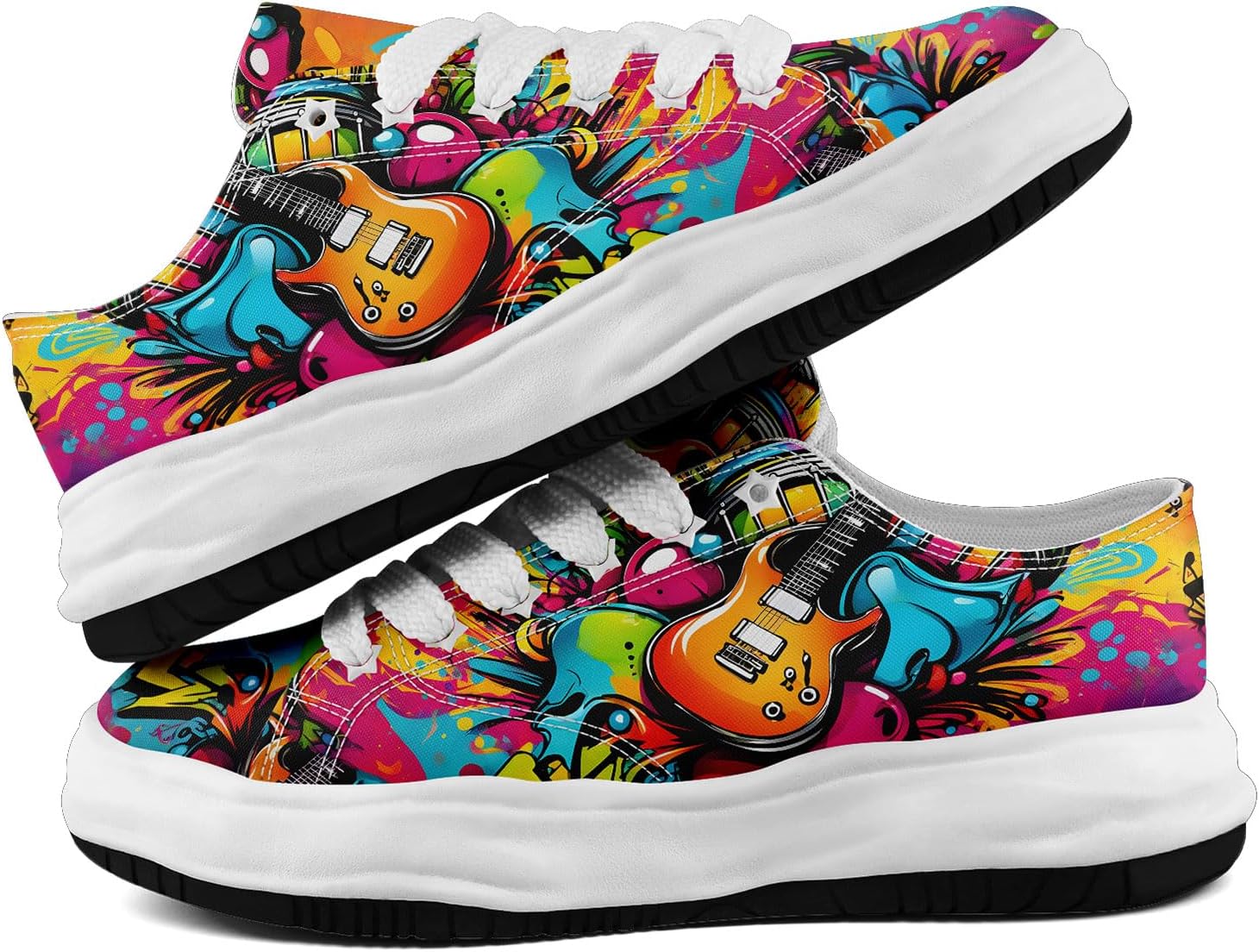 Мужские кроссовки coolcustomize из холщовой ткани с граффити, цветные повседневные низкие кеды на шнуровке для женщин с абстрактным уличным арт-дизайном, оранжевый — фото 4