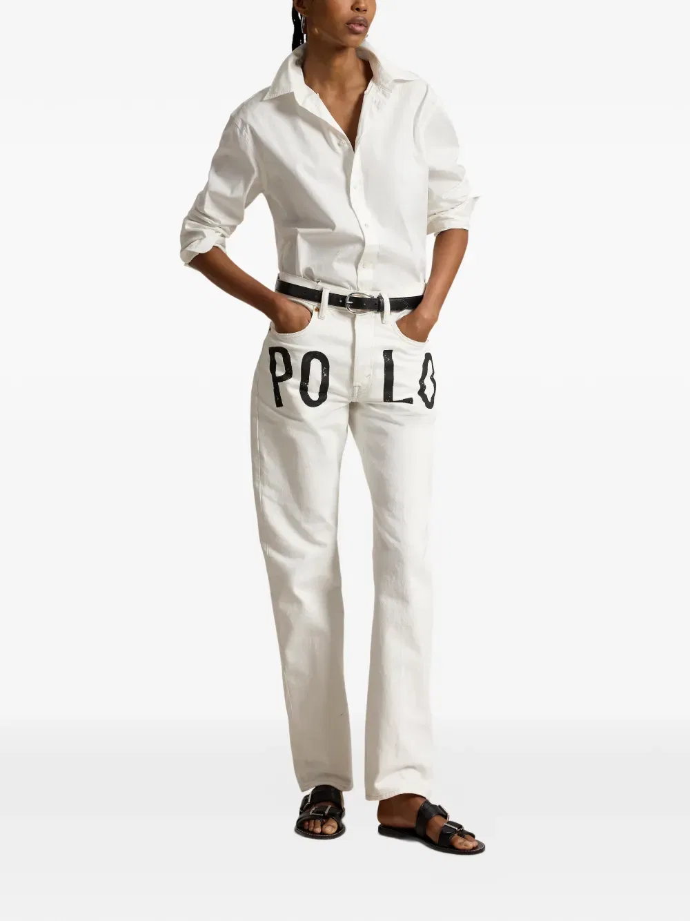 Прямые брюки с принтом Polo Ralph Lauren, белый — фото 2